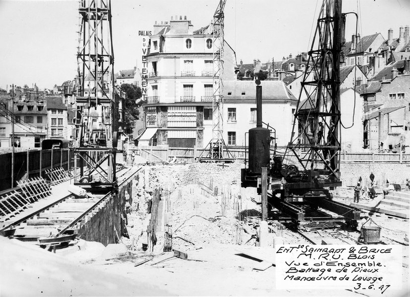 Battage de pieux, manoeuvre de levage, 3-06-1947 (Archives départementales de Loir-et-Cher, Blois, 1195 W 44).