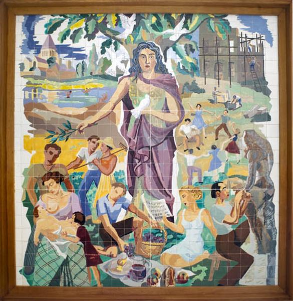 Vue d'ensemble du panneau représentant les allégories de la Paix et des Arts.