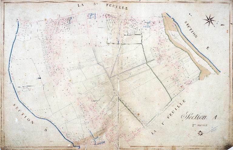Cadastre ancien de Nogent-le-Rotrou, 1811, section A2. (Archives municipales de Nogent-le-Rotrou).