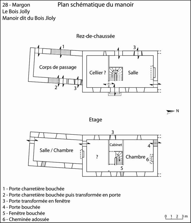 Plan schématique du manoir (source : Gilles Provost, 1992).