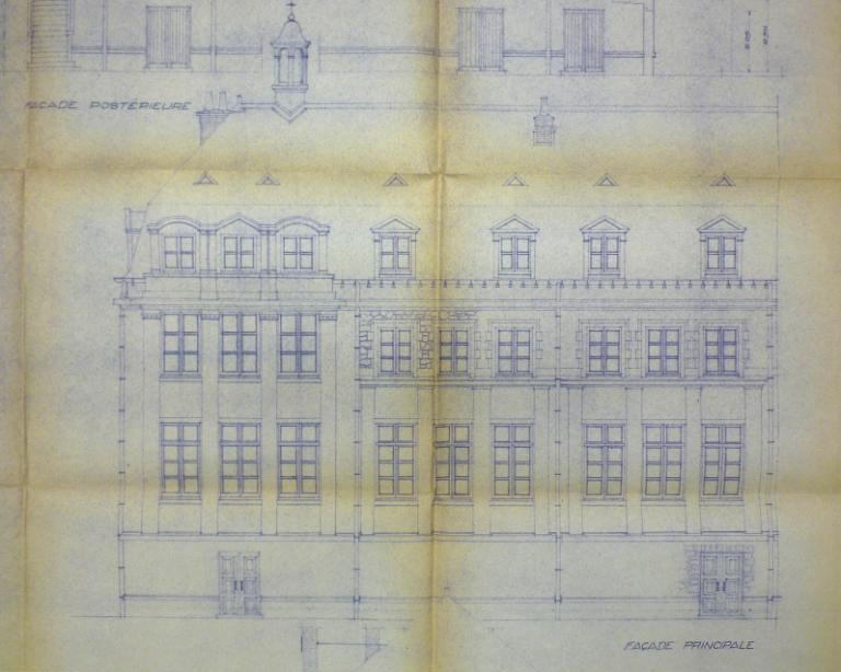 Elévation de la façade principale sur rue Richelieu (extrait), Henry Lhéritier de Chézelle arch., 19 octobre 1949. (archives municipales de Tours, Permis de construire 1949/n°647).
