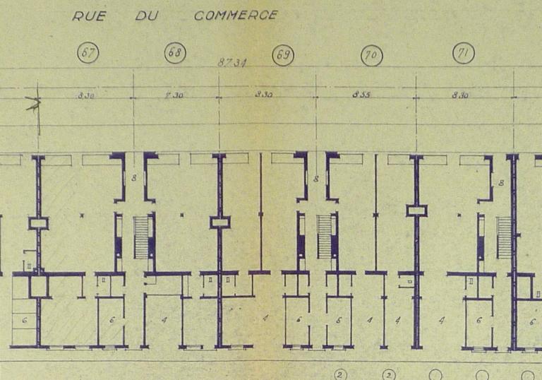 Plan du rez-de-chaussée (extrait), André Le Roy arch., 10 juin 1947. (archives départementales d'Indre-et-Loire, Fonds Novello 88 J 38).