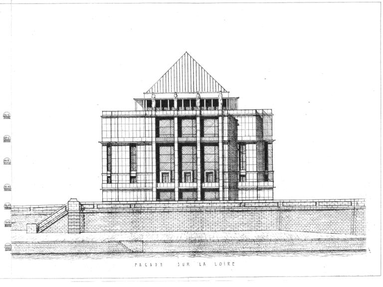 Projet Anatole-France : élévation de la façade nord, P. Patout, Ch. et J. Dorian arch., novembre 1950. (archives municipales de Tours, Permis de construire 1950/n°720).