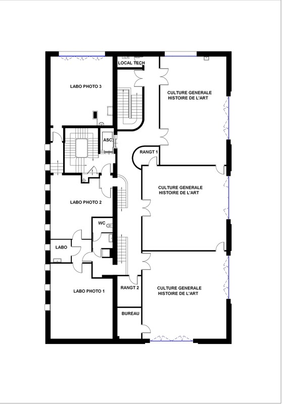 Plan actuel du deuxième étage. (service architecture et bâtiments de la ville de Tours).