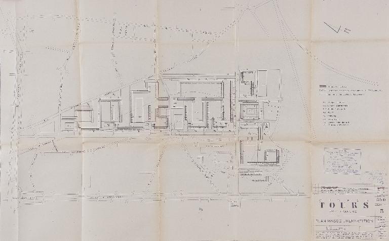 Plan-masse général du secteur industrialisé - 2 avril 1959. (Archives communales de Tours, section contemporaine, Série W, cote 999 W 65). ; Plan-masse général du Secteur Industrialisé - 2 avril 1959. (Archives communales de Tours, section contemporaine, Série W, cote 999 W 65).
