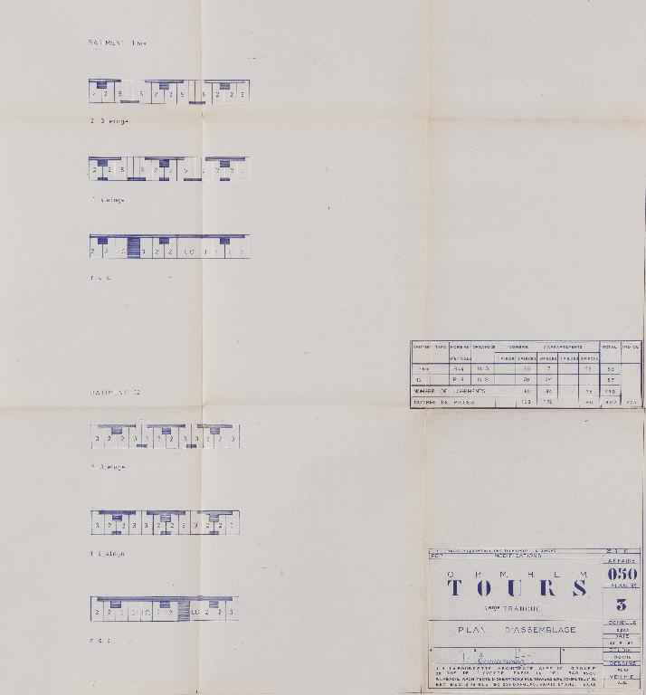 Plan d'assemblage de la tranche 2 bis - 1961. (Archives communales de Tours, section contemporaine, Série W, cote 999 W 94).