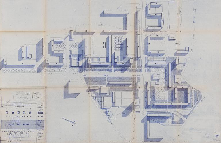 Plan-masse général du Sanitas - 10 mai 1962. (Archives communales de Tours, section contemporaine, Série W, cote 999 W 97).