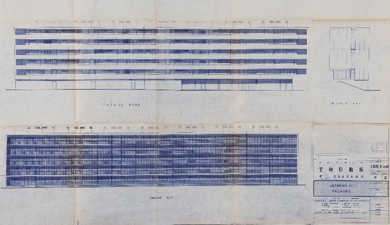 Plan des façades - 1965. (Archives communales de Tours, section contemporaine, Série W, cote 999 W 117).
