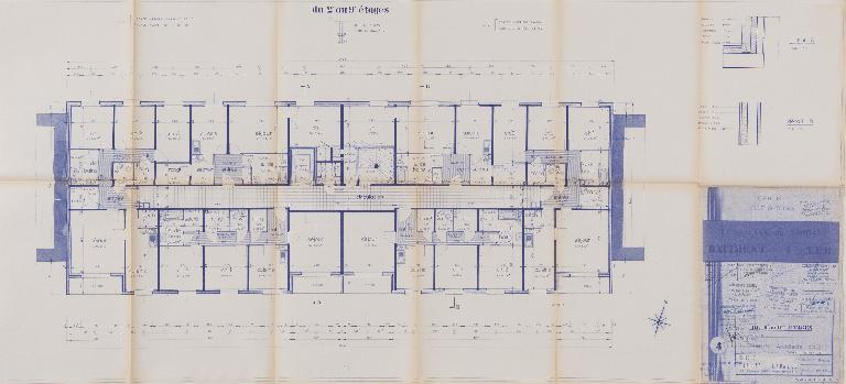 Plan d'étage courant - 1976. (Archives communales de Tours, section contemporaine, Série W, cote 999 W 127).