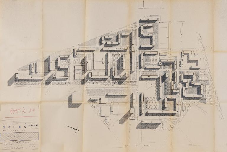 Plan-masse - Hiver 1967. (Archives communales de Tours, section contemporaine, Série W, cote 999 W 285).