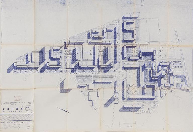 Plan-masse - 10 mai 1968. (Archives communales de Tours, section contemporaine, Série W, cote 999 W 297).