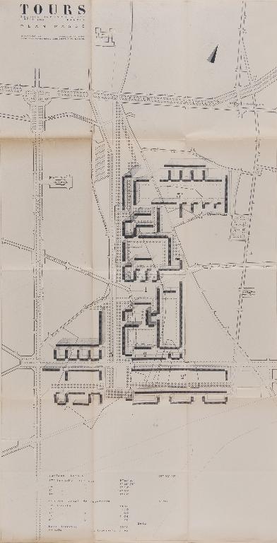 Plan-masse général du secteur industrialisé - 11 janvier 1955. (Archives communales de Tours, section contemporaine, Série W, cote 1257 W 1).