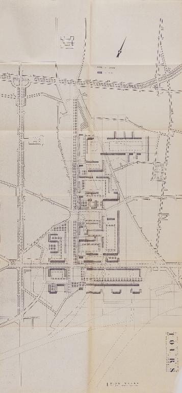 Plan-masse général du secteur industrialisé - 1er avril 1955. (Archives communales de Tours, section contemporaine, Série W, cote 1257 W 1).