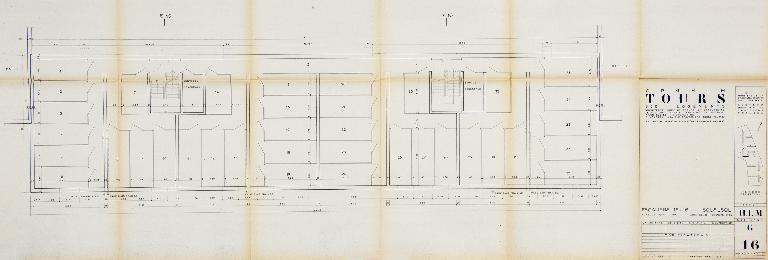 Bâtiment G - plan du sous-sol - 1955. (Archives communales de Tours, section contemporaine, Permis de construire n°55-727).
