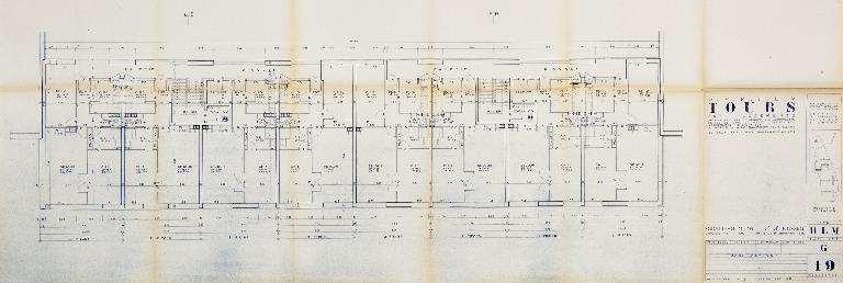 Bâtiment G - plan des étages 2 et 3 - 1955. (Archives communales de Tours, section contemporaine, Permis de construire n°55-727).