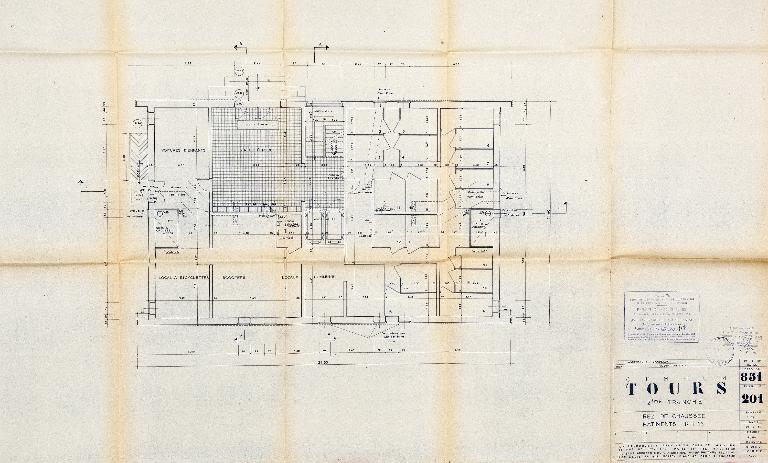 Plan du rez-de-chaussée - 1959. (Archives communales de Tours, section contemporaine, Série W, cote 999 W 65).