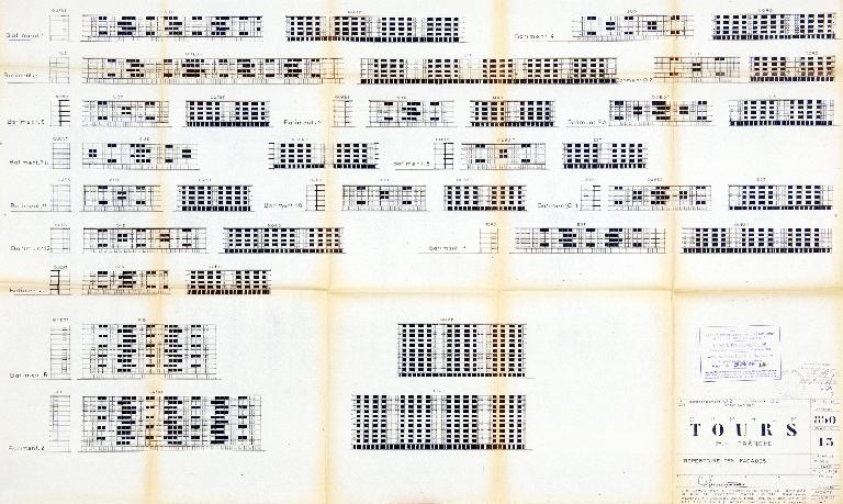 Répertoire des façades de la seconde tranche - 1959. (Archives communales de Tours, section contemporaine, Série W, cote 999 W 65).