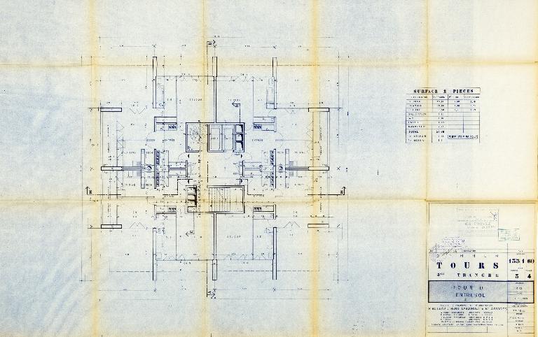 Plan de l'entresol - 1963. (Archives communales de Tours, section contemporaine, Série W, cote 999 W 97).