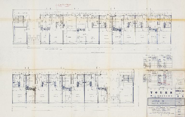 Plan du rez-de-chaussée - 1965. (Archives communales de Tours, section contemporaine, Série W, cote 999 W 117).