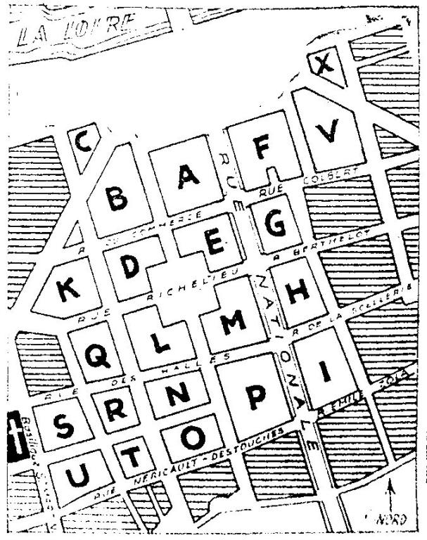 Plan d'indexation des îlots, publié de 1948 à 1952 par La Nouvelle République. (archives municipales de Tours). ; Plan d'indexation des îlots, publié de 1948 à 1952 par La Nouvelle République. (archives municipales de Tours).