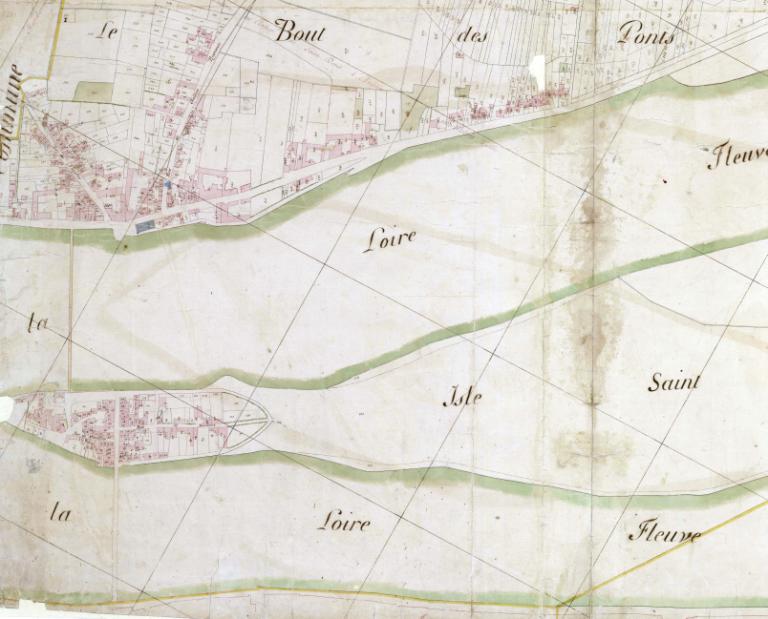Atlas de la Loire depuis son embouchure jusqu'à Combleux, 1843, ingénieur en chef Lemière, détail sur Rochecorbon avec mention du port Allaire. (école nationale des Ponts-et-Chaussées, Ms fol 1824).