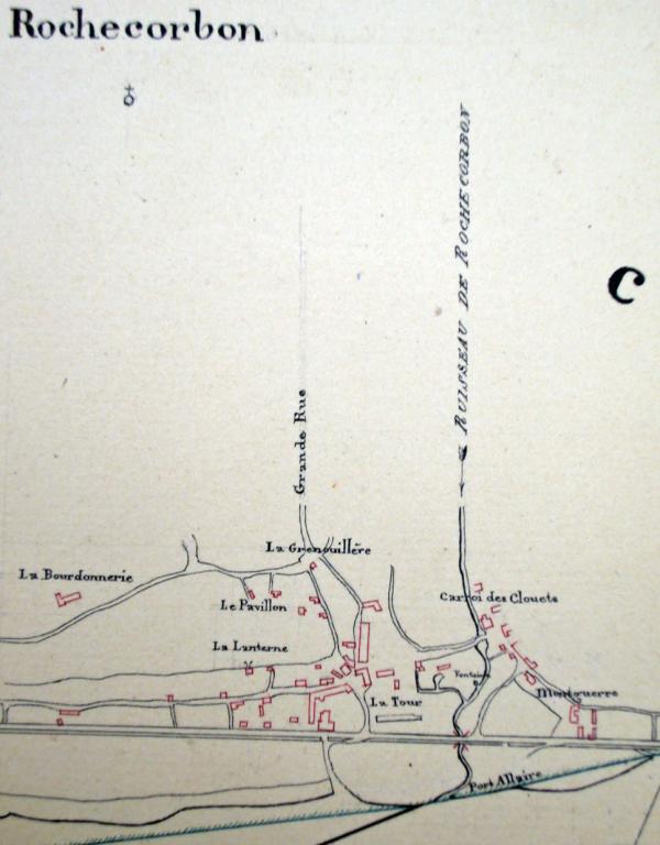 Plan schématique de la ville d'Amboise au XVe siècle avec mention des ports par J. Melet-Samson.