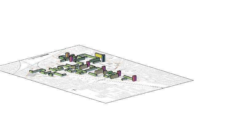 Modélisation du quartier en direction du sud-ouest.
