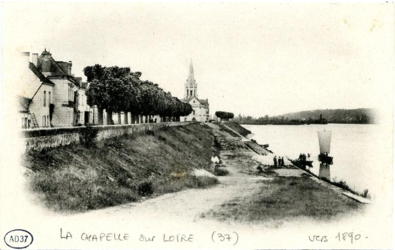 Carte du cours de la Loire depuis Coulanges jusqu'au Pont de Cé, vers 1755. Détail. (bibliothèque nationale, Cartes et Plans, Ge FF 17578 (res)).