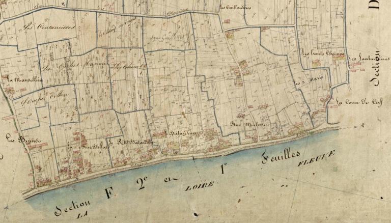 Extrait du cadastre napoléonien de 1813 : port Corbeau. (archives départementales d'Indre-et-Loire, 3 P 2/109/13).
