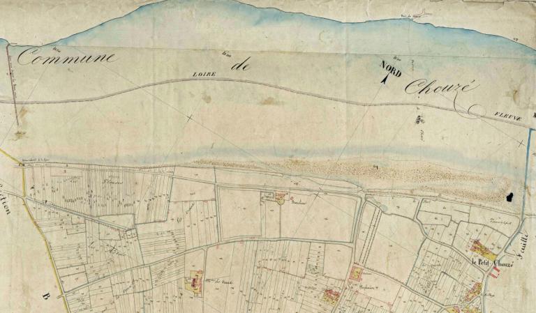 Défense de la ville d'Amboise contre les inondations, achèvement du quai des Violettes, plan de l'ingénieur Descombes, 20 août 1867. Détail. (archives départementales d'Indre-et-Loire, S 4987).