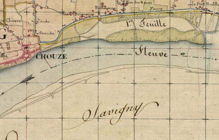Plan de la cale Dupuis à Bréhémont dressé par le conducteur des Ponts-et-Chaussées, 10 septembre 1867. (archives départementales d'Indre-et-Loire, S 2045).