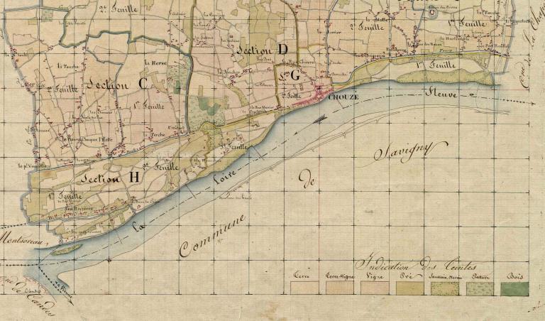 Plan et élévation du pont côté rive gauche à Amboise avec mention du chemin de halage sous le tablier. Situation des travaux en décembre 1870, suite à la destruction partielle de l'ouvrage. (archives municipales d'Amboise, Sans cote).