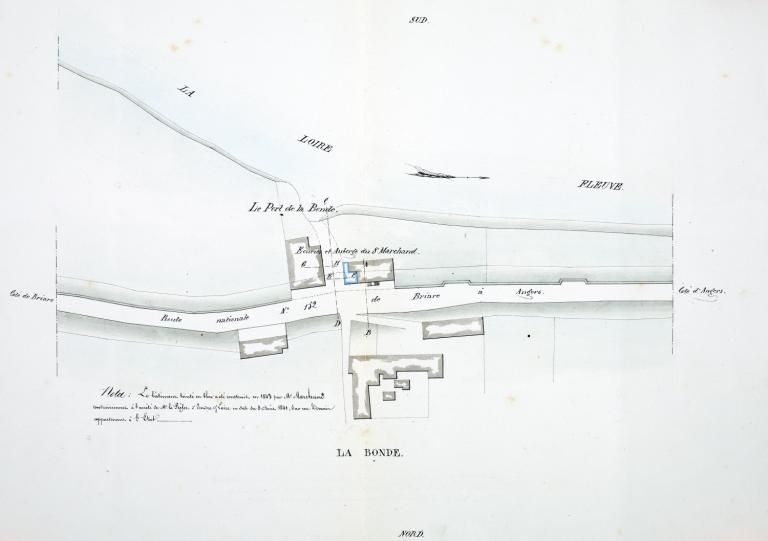 Plan de réalignement de 1835, planche n° 6 : rive gauche amont du pont. (archives municipales d'Amboise, O 210). ; Plan de réalignement de 1835, planche n° 6 : rive gauche amont du pont. (archives municipales d'Amboise, O 210).