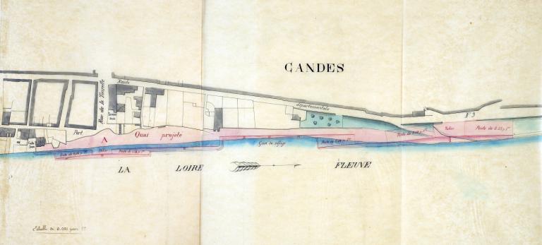 Extrait du cadastre napoléonien de 1813 : mention du port de Bréhémont et d'une cale située près de l'église. (archives départementales d'Indre-et-Loire, 3 P 2/084). ; Extrait du cadastre napoléonien de 1813 : mention du port de Bréhémont et d'une cale située près de l'église. (archives départementales d'Indre-et-Loire, 3 P 2/084).