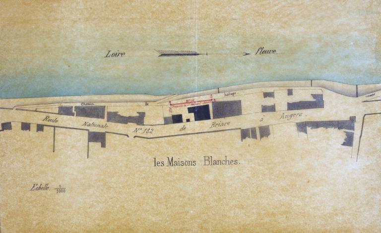 Projet de prolonger le quai du port de Chouzé vers l'aval, ingénieur ordinaire Seignobos, 23 novembre 1912. (archives départementales d'Indre-et-Loire, S 2056). ; Projet de prolonger le quai du port de Chouzé vers l'aval, ingénieur ordinaire Seignobos, 23 novembre 1912. (archives départementales d'Indre-et-Loire, S 2056).
