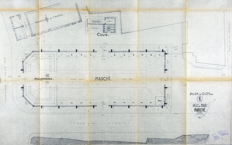 Plan, 5e projet par Marc Paget, 07-1956. (Archives départementales de Loir-et-Cher, Blois, 18 O6 VII 30).