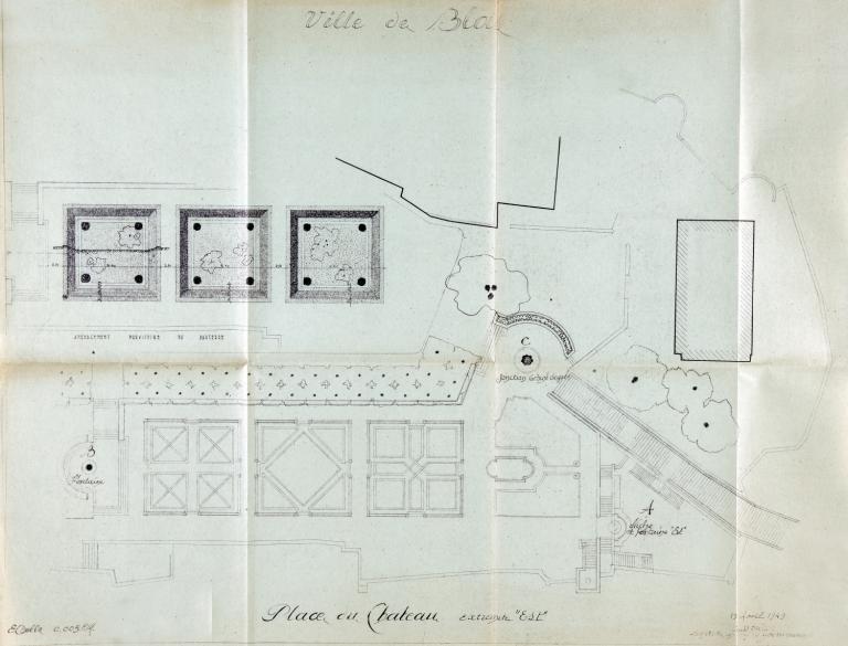 Projet d'aménagement de l'extrémité est de la place du Château, par Charles Dorian, 04-1949.