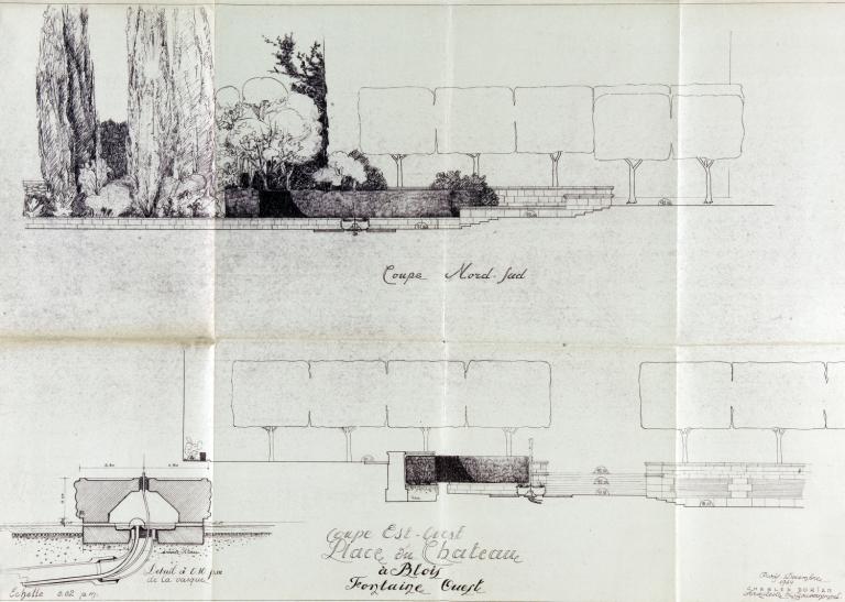 Projet de fontaine à l'ouest de la place du Château par Charles Dorian,12-1949.