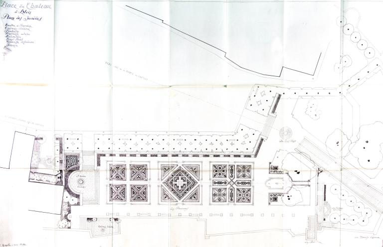 Projet de jardins pour la place du Château, par Charles Dorian, vers la fin des années quarante.