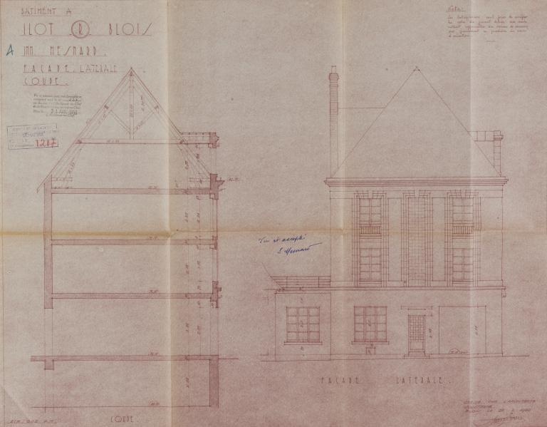 Façade sur la rue des Alliés, 28-02-1950. (Archives départementales de Loir-et-Cher, Blois, 1195 W 43).