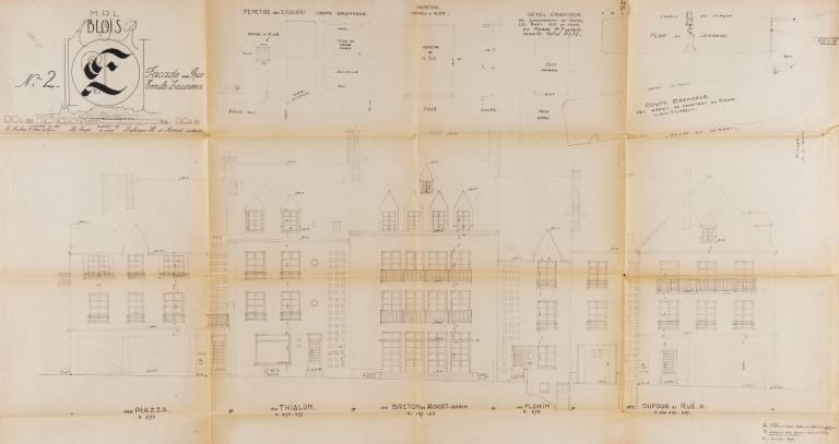 Façade sur la rue Emile-Laurens par Marc Paget, 10-1953. (Archives départementales de Loir-et-Cher, Blois, 1195 W 43).