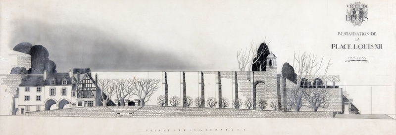 Etude spéciale d'architecture : façade sur les remparts, 1943. (Archives municipales de Blois, 13 Z 11).