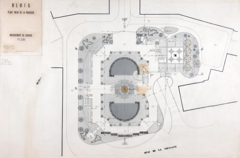 Projet d'aménagement de surface, plan par André Aubert, 09-1977. (Archives municipales de Blois, 13 Z 11).