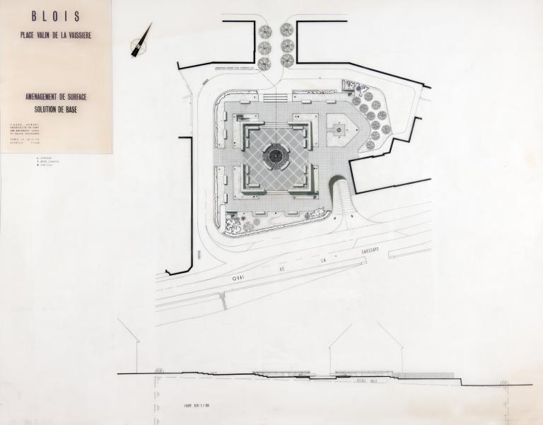 Projet d'aménagement de surface, solution de base, par André Aubert, 04-1976. (Archives municipales de Blois, 13 Z 11).