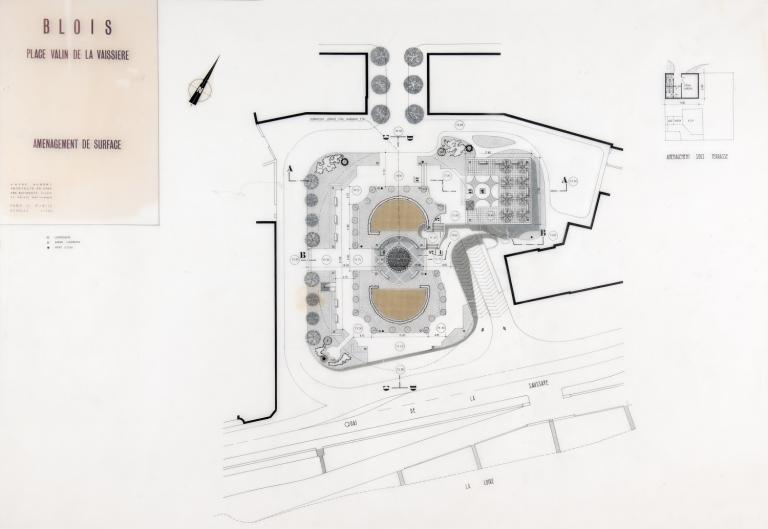 Projet d'aménagement de surface, par André Aubert, 12-1976. (Archives municipales de Blois, 13 Z 11).