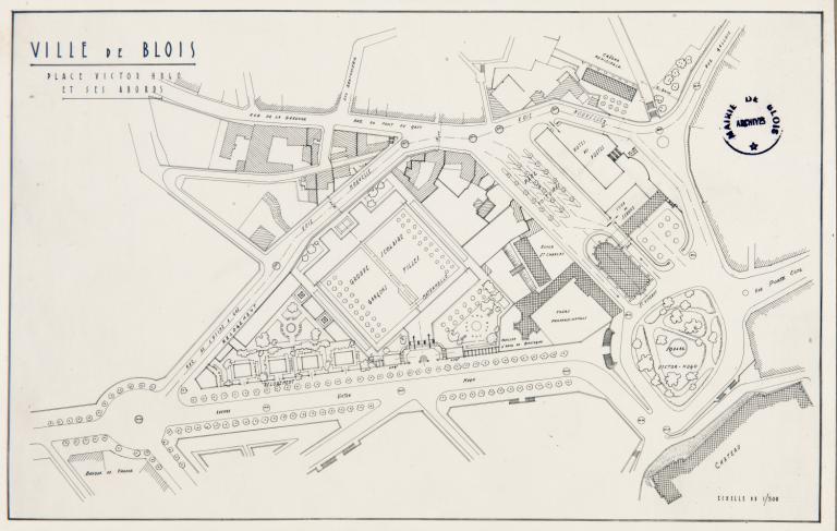 Etude spéciale d'architecture de Nicod et Billard : plan, 1942-43. (Archives municipales de Blois, 12 Fi 1).