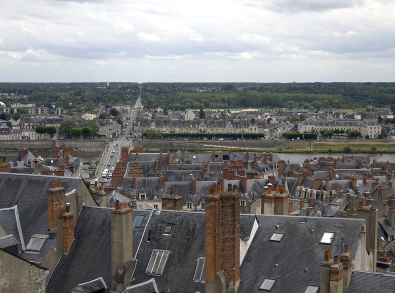 Vue de la ville depuis la tour Beauvoir, au fond la façade sur la Loire de l'îlot P.