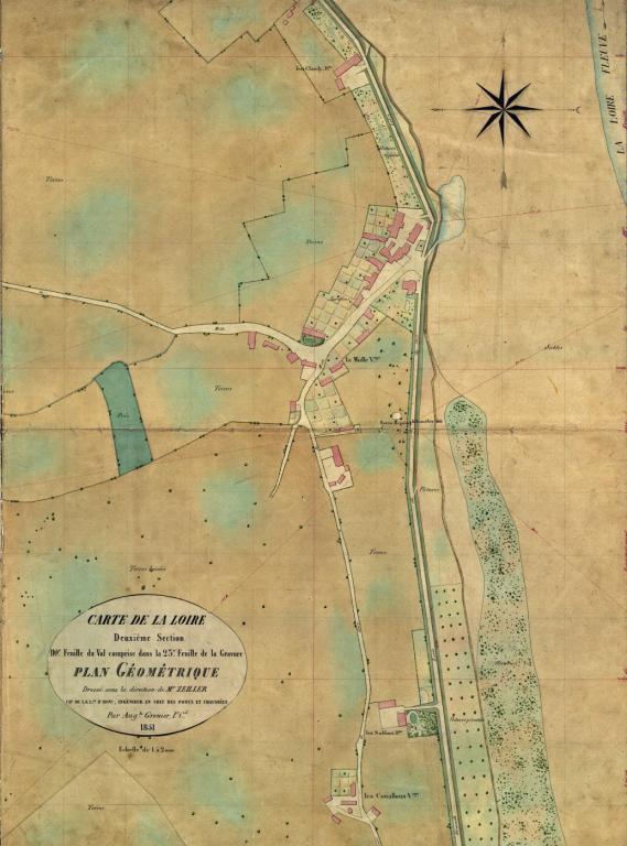 Carte de la Loire dressée par Auguste Grenier en 1851. Détail sur la Môle. (centre d'exploitation de Saint-Satur, subdivision de la direction départementale des territoires de la Nièvre).