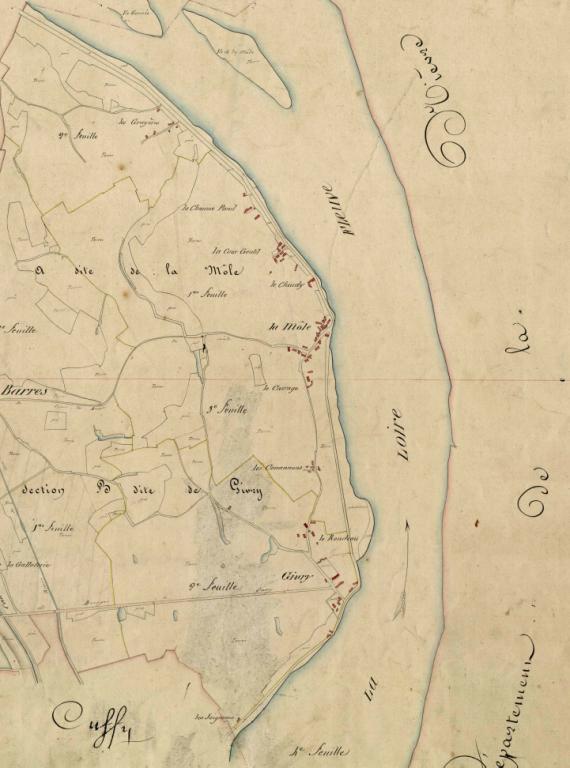Extrait du cadastre napoléonien de 1834. (archives départementales du Cher, 076/01).