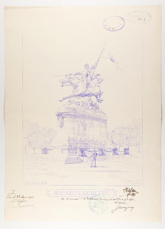 Dessin imprimé, signé "H. Deglane Arch./ Paris 20 septembre 1892". (Archives départementales d'Indre-et-Loire, 1 M 412).